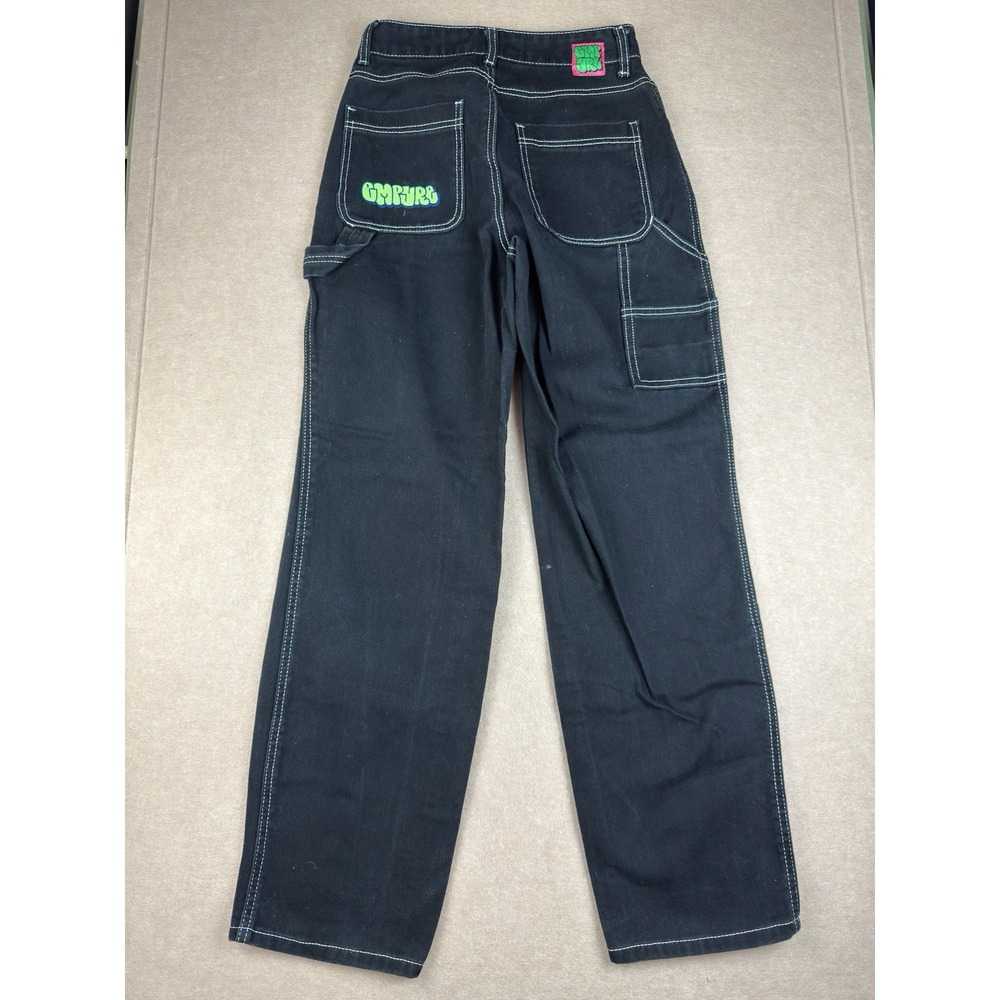 Y2K Empyre Jeans Men's 2 Black Tori Contrast‎ Stitch Carpenter Skater Mid Rise - Picture 2 of 12